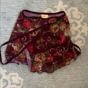 Maroon, floral ballet skirt